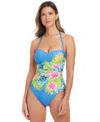 Bleu Rod Beattie Women's Let's Get Away Printed Shirred One-piece Swimsuit In Multi