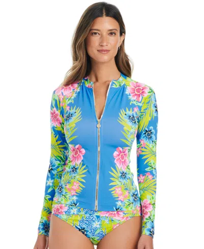 Bleu By Rod Beattie Women's Lets Get Away Rash Guard In Multi
