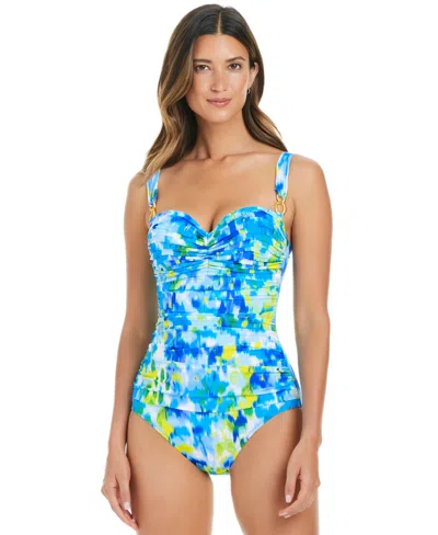 Bleu By Rod Beattie Women's Life's A Beach Shirred Underwire One-piece Swimsuit In Cool