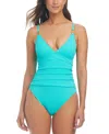 Bleu By Rod Beattie Women's Pique Ole Ruched One-piece Swimsuit In Lagunita