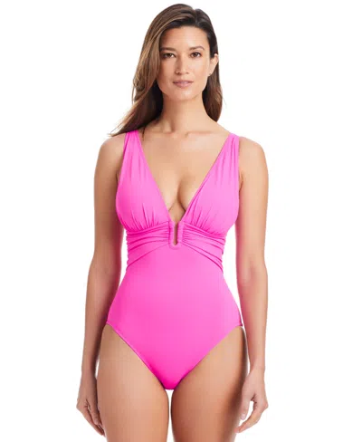 Bleu By Rod Beattie Women's Plunging V-neck One-piece Swimsuit