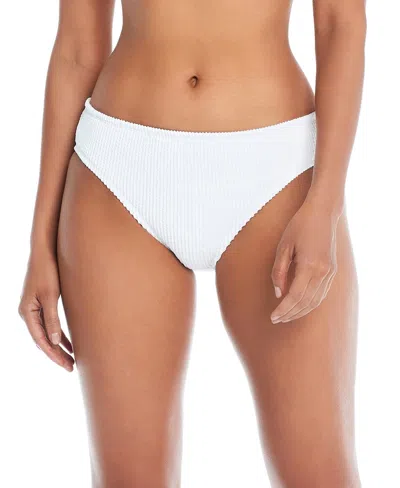Bleu By Rod Beattie Women's Pucker Up Basic Hipster Bikini Bottoms In White