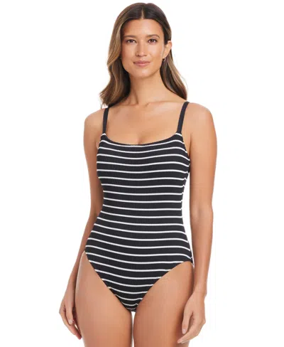 Bleu Rod Beattie Women's Pucker Up Striped Underwire One-piece Swimsuit In Multi