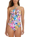 Bleu By Rod Beattie Women's Ring-front One-piece Swimsuit In Multi