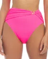 Bleu Rod Beattie Women's Ring Hardware High-waist Bikini Bottoms In Rosa