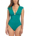 Bleu By Rod Beattie Women's Ring Me Up Cap-sleeve One-piece Swimsuit In Agave
