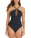 Bleu Rod Beattie Women's Ring Me Up Ruched One-piece Swimsuit In Black