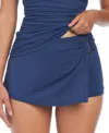 Bleu By Rod Beattie Women's Ring Me Up Skirted Boyshort Bikini Bottoms In Midnight