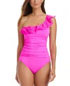 Bleu By Rod Beattie Women's Ruffle-trimmed One-piece Swimsuit In Dahlia