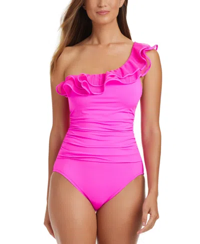 Bleu By Rod Beattie Women's Ruffle-trimmed One-piece Swimsuit In Dahlia