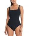 Bleu Rod Beattie Plus Size Square-neck One-piece Swimsuit In Black