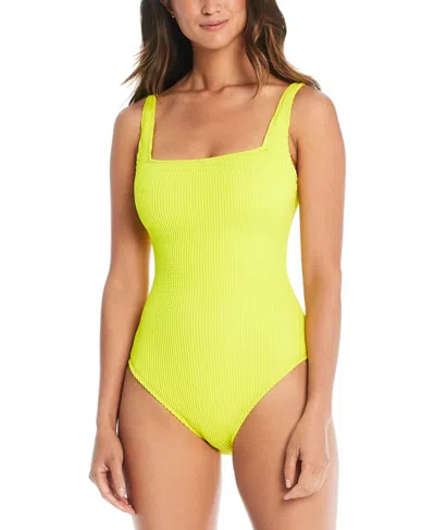 Bleu By Rod Beattie Women's Square-neck One-piece Swimsuit In Chartreuse
