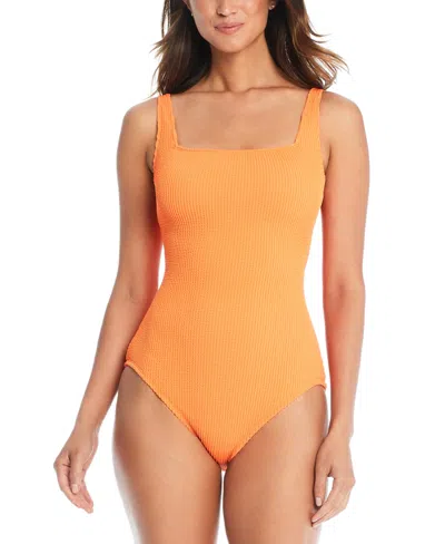 Bleu By Rod Beattie Women's Square-neck One-piece Swimsuit In Orange Crush