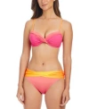 Bleu By Rod Beattie Womens Beat The Heat Underwire Bikini Top Foldover Hipster Bottoms In Rosa