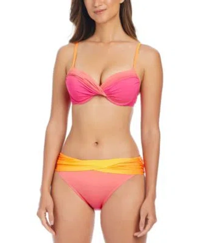 Bleu By Rod Beattie Womens Beat The Heat Underwire Bikini Top Foldover Hipster Bottoms In Rosa