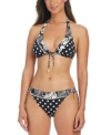 Bleu By Rod Beattie Womens Double Trouble Triangle Bikini Top Tied Hipster Bottoms In Black