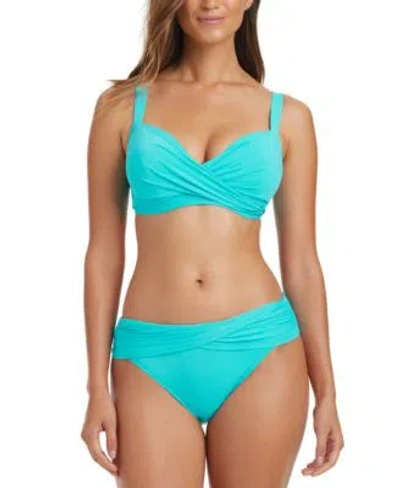 Bleu By Rod Beattie Womens Kore Push Up Twist Front Bikini Top Sarong Hipster Bottoms In Lagunita