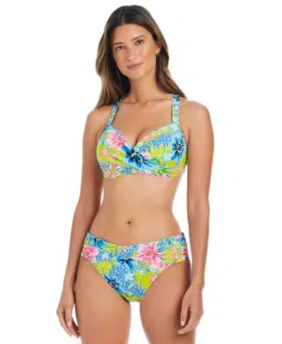 Bleu By Rod Beattie Womens Lets Get Away Printed Underwire Bikini Top Sarong Hipster Bikini Bottoms In Multi