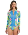 Bleu By Rod Beattie Womens Lets Get Away Rash Guard Sarong Hipster Bikini Bottoms In Multi