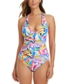 Bleu By Rod Beattie Womens Living Color Halter Tankini Top Bikini Bottoms In Multi