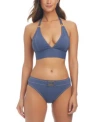 Bleu By Rod Beattie Womens O Ring Halter Neck Bikini Top Buckle Hipster Bottoms In Paloma
