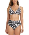 Bleu Rod Beattie Womens V Wire Tie Back Bikini Top Shirred Bottoms In Multi