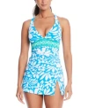 BLEU BY ROD BEATTIE WOMENS X BACK TANKINI TOP SKIRTED HIPSTER BOTTOMS
