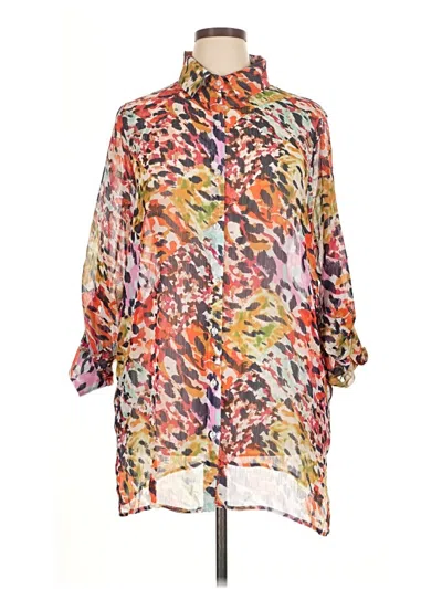 Pre-owned Bleu Rod Beattie 3/4 Sleeve Blouse In Orange
