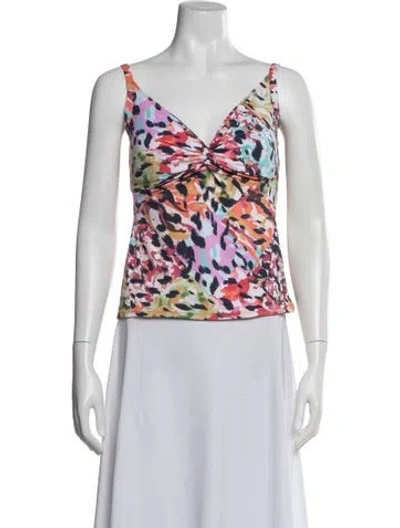 Pre-owned Bleu Rod Beattie Animal Print Cutout Accent Top W/ Tags In White
