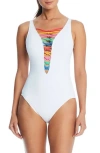 Bleu Rod Beattie Rod Beattie Let's Get Knotty Lace Down One-piece Swimsuit