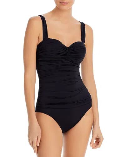 BLEU ROD BEATTIE BLEU BY ROD BEATTIE SHIRRED BANDEAU ONE PIECE SWIMSUIT
