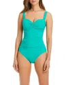 Bleu Rod Beattie Bleu By Rod Beattie Shirred Bandeau One Piece Swimsuit In Green