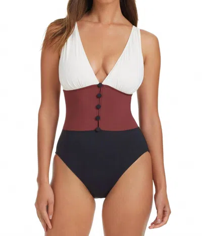 Bleu Rod Beattie Button Down One Piece Swimsuit In Coconut