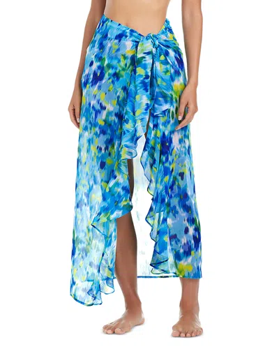 Bleu Rod Beattie Chiffon Long Ruffle Sarong Cover-up In Cool