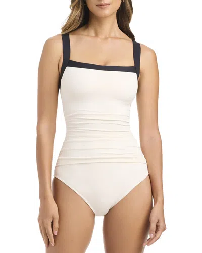 Bleu Rod Beattie Crepe Squareneck One-piece In White