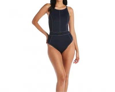 Bleu Rod Beattie Cross Back Mio One Piece Swimsuit In Black In Blue