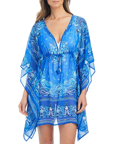 Bleu Rod Beattie Deep V Cover Up Caftan In Blue