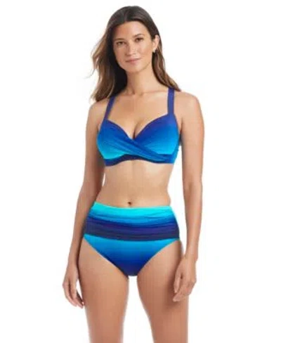 Bleu Rod Beattie Draft Bleu By Rod Beattie Womens Sweetheart Neck Underwire Bikini Top High Waist Full Coverage Swim  In Blue