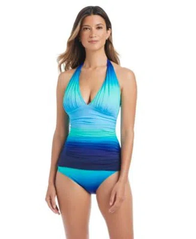 Bleu Rod Beattie Draft Bleu By Rod Beattie Womens V Neck Tankini Top Full Coverage Hipster Bottoms In Blue