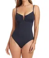 Bleu Rod Beattie El Morocco V Wire Over The Shoulder One Piece Swimsuit In Black In Black