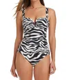 Bleu Rod Beattie El Morocco Zebra Print Square Neck V-wire One Piece In Black And White In Animal Print
