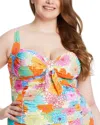 Bleu Rod Beattie Fresh Picks Over The Shoulder Tankini Top In Orange Multi In Orange
