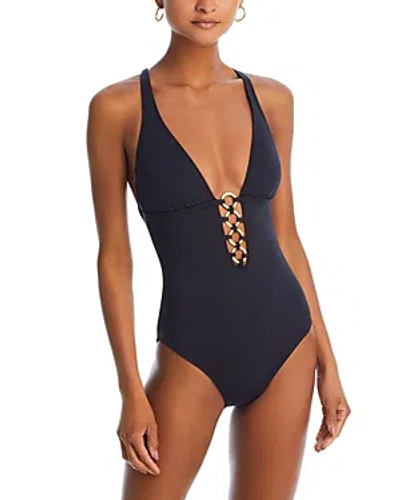 Bleu Rod Beattie Graphic Measures Cross Back Mio One Piece Swimsuit In Black