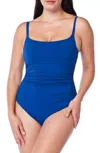 Bleu Rod Beattie Kore Swimsuit Womens Blue Ruched Scoop Neck One-piece Jdm1570 In Blue