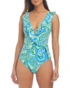 Bleu Rod Beattie More Is More Ruffle Surplice One-piece In Multi