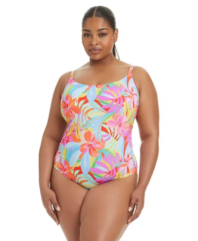 Bleu Rod Beattie Plus Size Bellissimo Scoop Neck One Piece Swimsuit In Multi