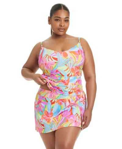 Bleu Rod Beattie Plus Size Bellissimo V-neck Tankini Swim Top In Multi
