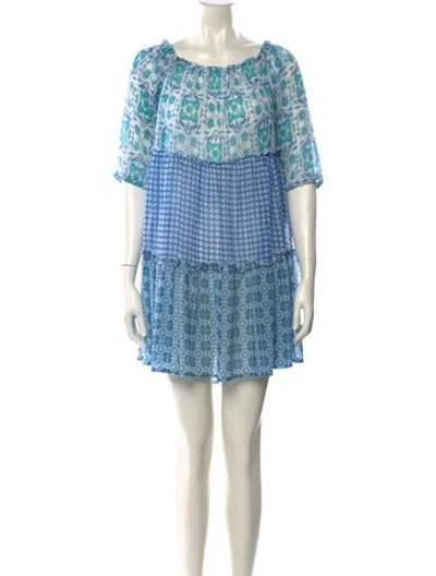 Pre-owned Bleu Rod Beattie Printed Mini Dress In Blue