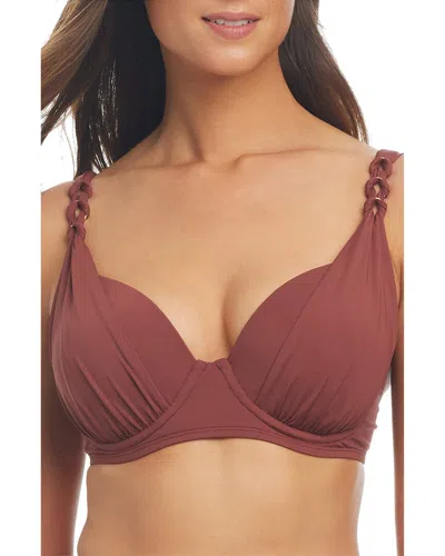 Bleu Rod Beattie Ring Master Draped Bra Swim Top In Pink