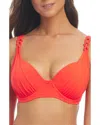 Bleu Rod Beattie Ring Master Draped Bra Swim Top In Red